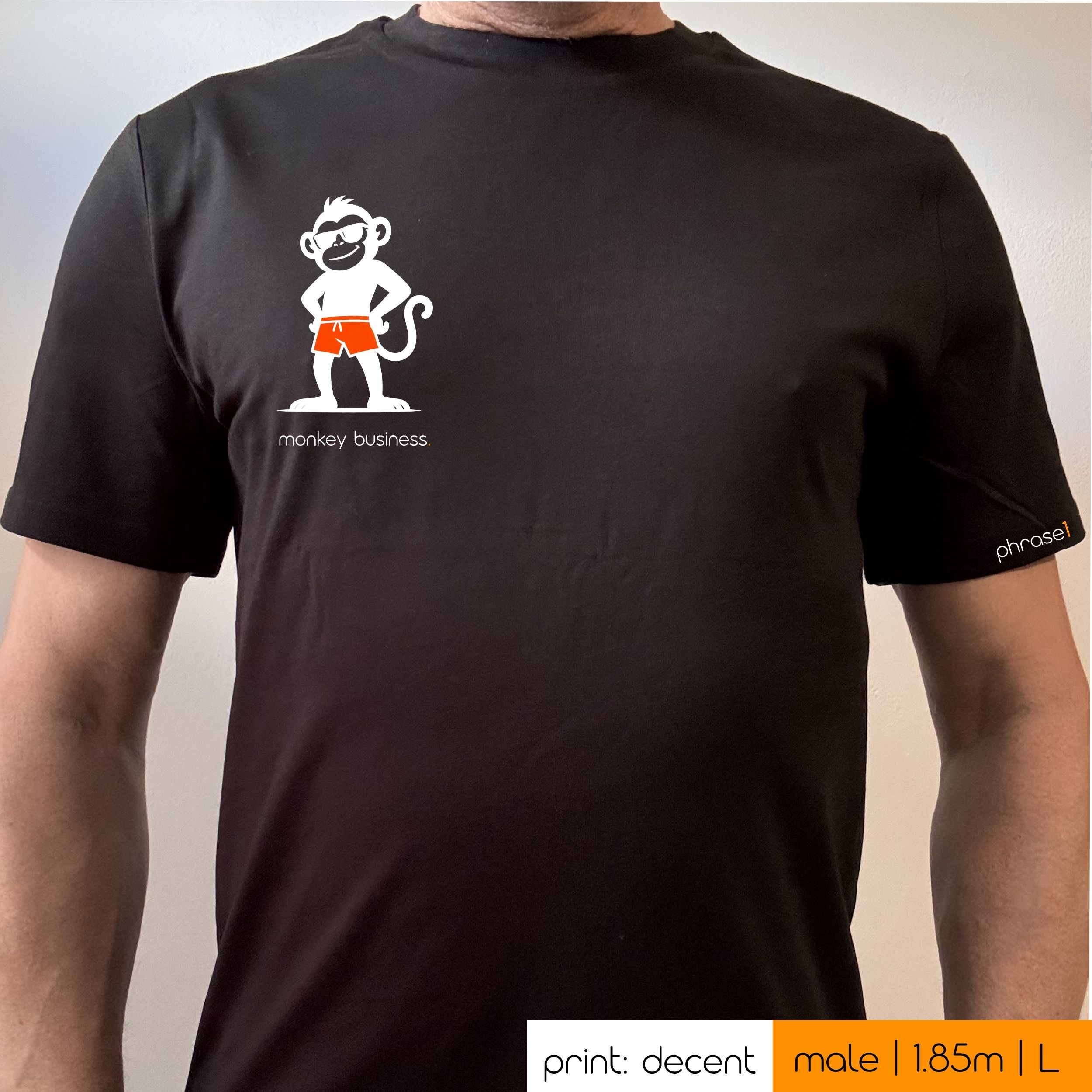 Premium T-Shirt mit Spruch "monkey business." und Visual