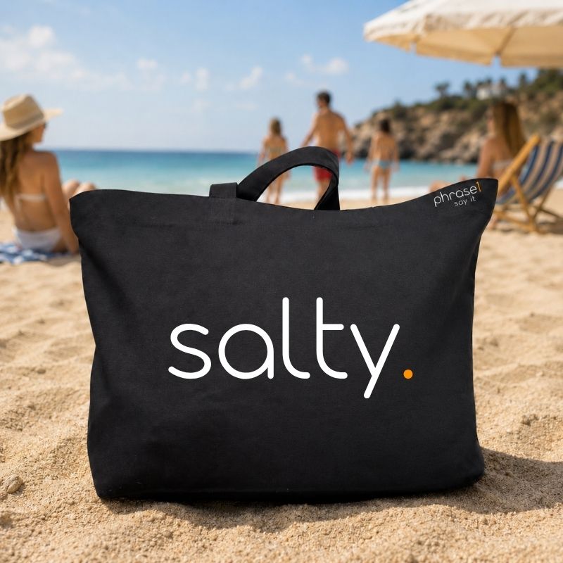 Premium Shopper mit Spruch „salty." Premium Shopper mit Spruch „salty."