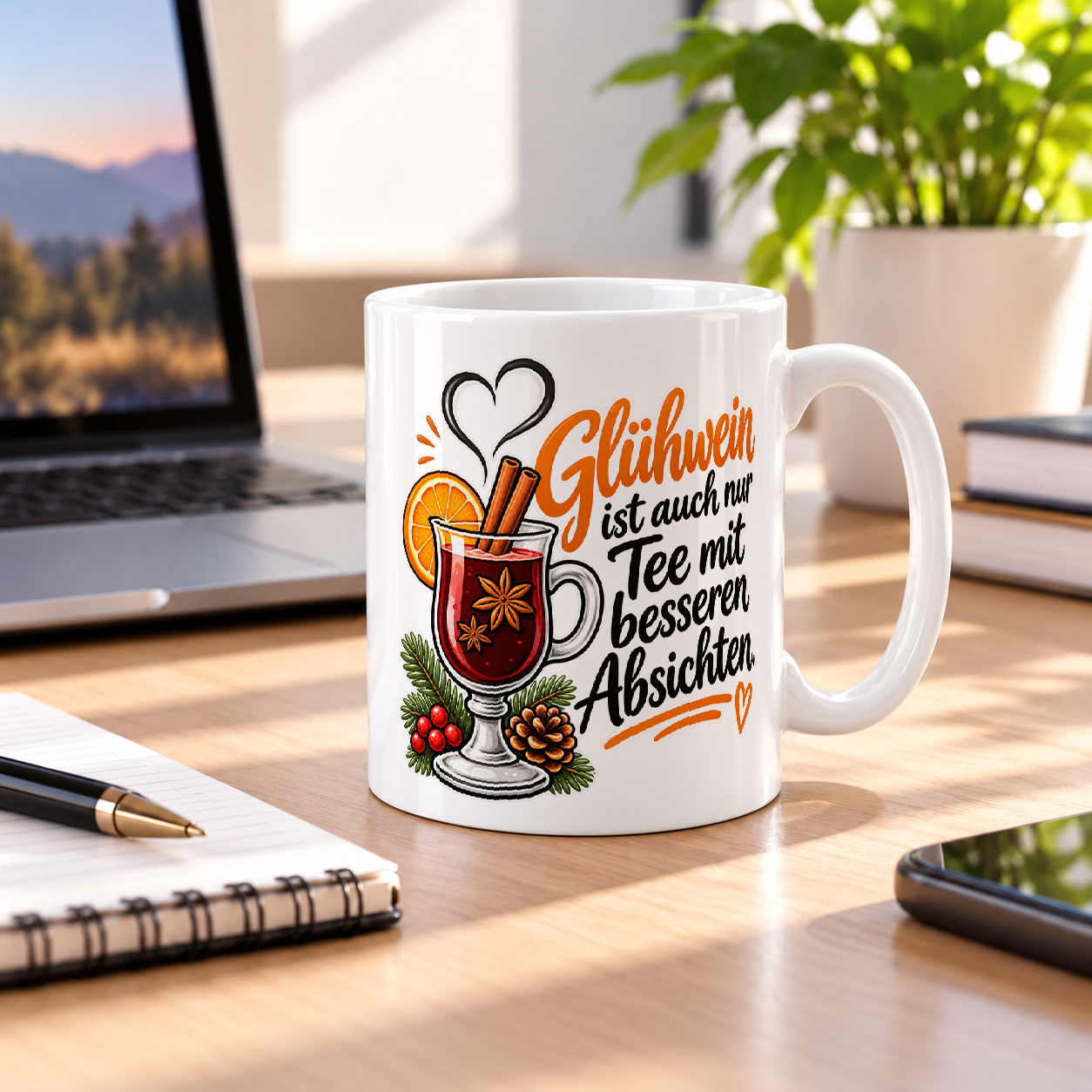 Tasse „Glühwein ist auch nur Tee mit besseren Absichten.“ Tasse „Glühwein ist auch nur Tee mit besseren Absichten.“
