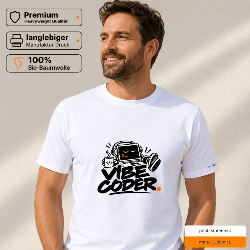 Premium T-Shirt "Coder mit Laptop"