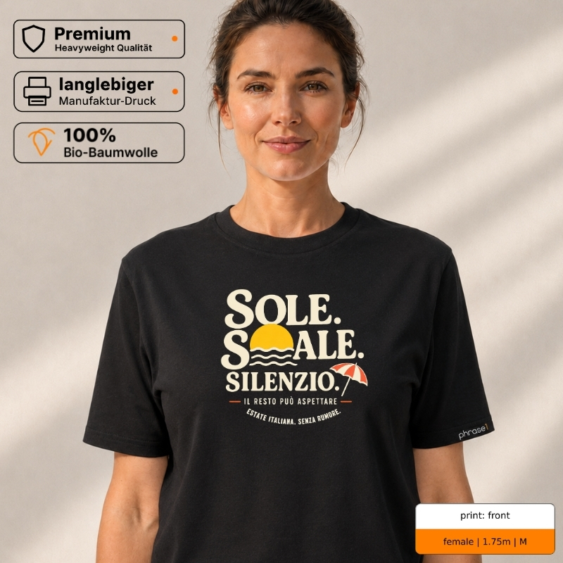 Premium T-Shirt mit „SOLE. SALE. SILENZIO“ Italo-Sommer-Motiv Premium T-Shirt mit „SOLE. SALE. SILENZIO“ Italo-Sommer-Motiv