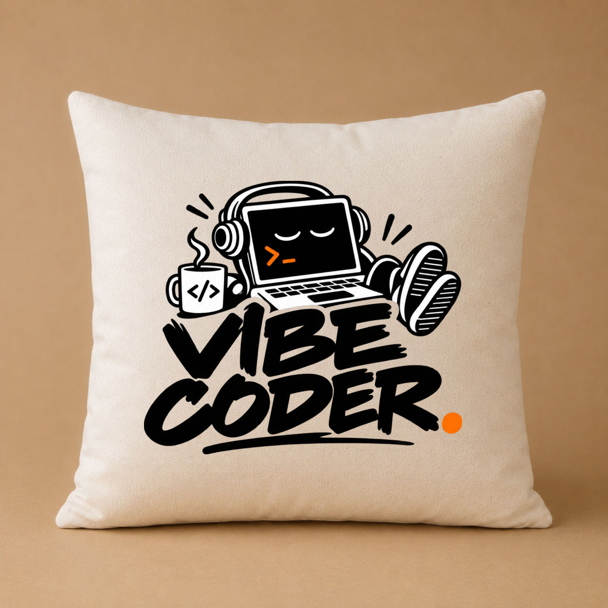 Kissenhülle "Coder mit Laptop"