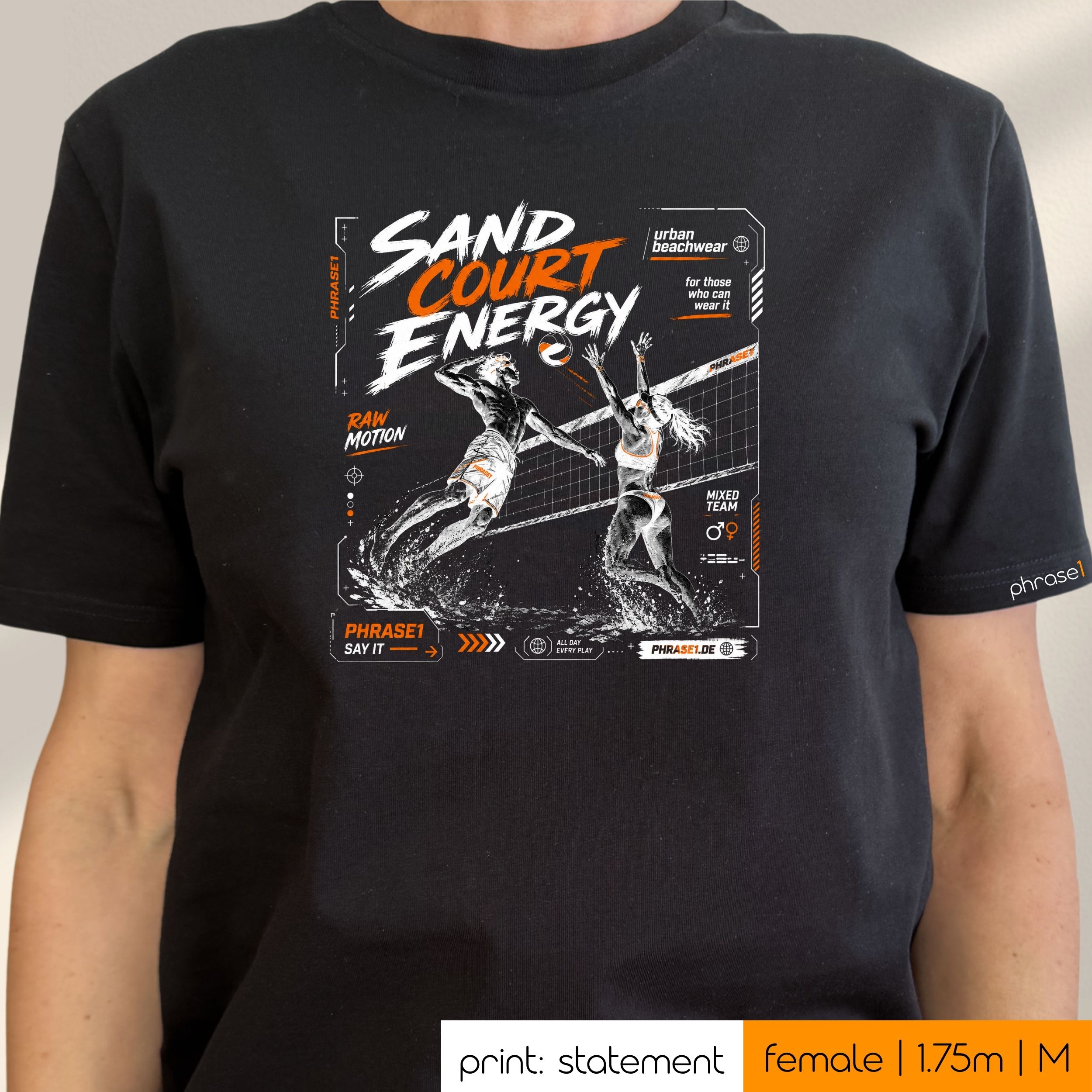 Premium T-Shirt mit Visual "p1 urban sporstwear - sand court energy." Premium T-Shirt mit Visual "p1 urban sporstwear - sand court energy."