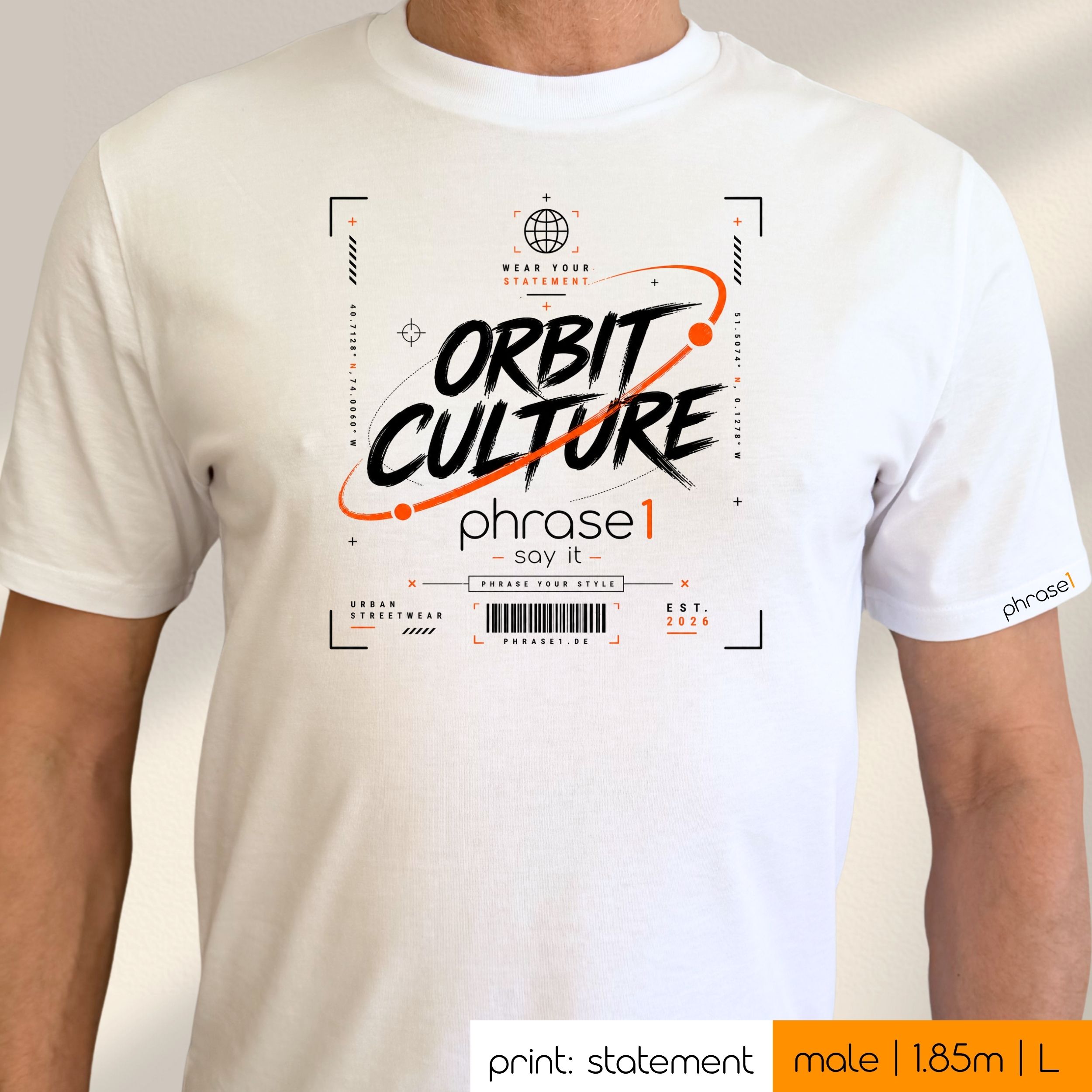 Premium T-Shirt mit Visual "ORBIT CULTURE" - phrase1 urban streetwear Premium T-Shirt mit Visual "ORBIT CULTURE" - phrase1 urban streetwear