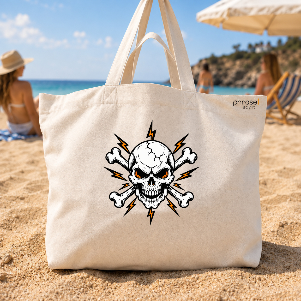Big Shopper "Totenkopf mit gekreuzten Knochen und Blitzen"