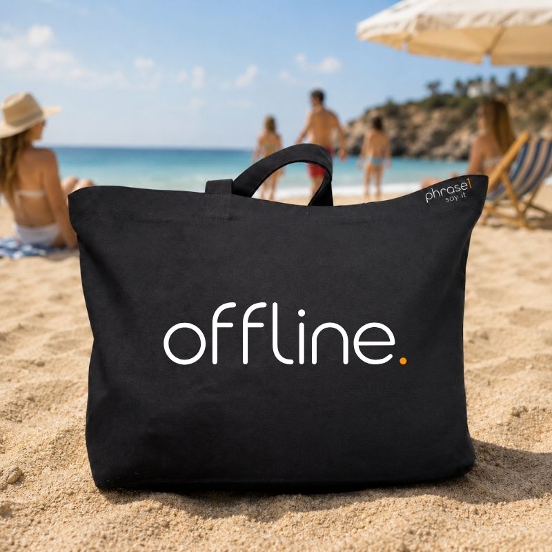 Premium Shopper mit Spruch „offline." Premium Shopper mit Spruch „offline."