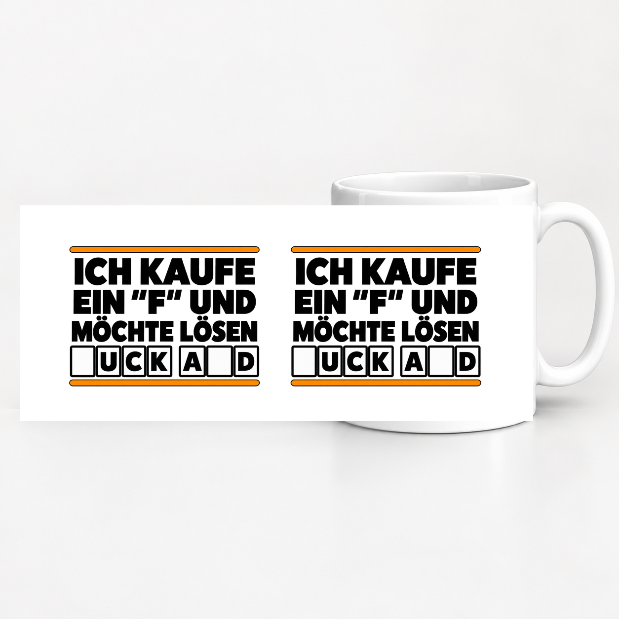 Tasse „ich kaufe ein F und möchte lösen.“ Tasse „ich kaufe ein F und möchte lösen.“