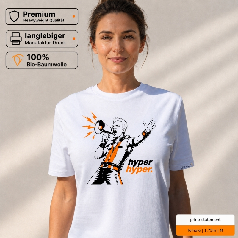 Premium T-Shirt „hyper hyper.“ mit 90s-Rave-Motiv
