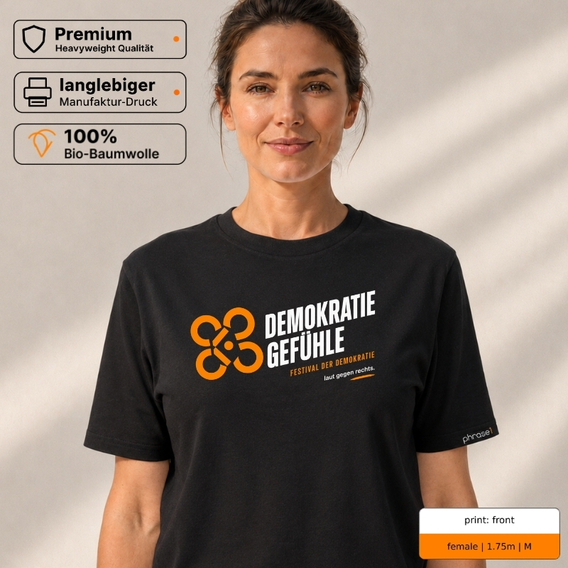 Aktions-T-Shirt „Demokratiegefühle“ – 5 € Spende für Gesicht Zeigen!