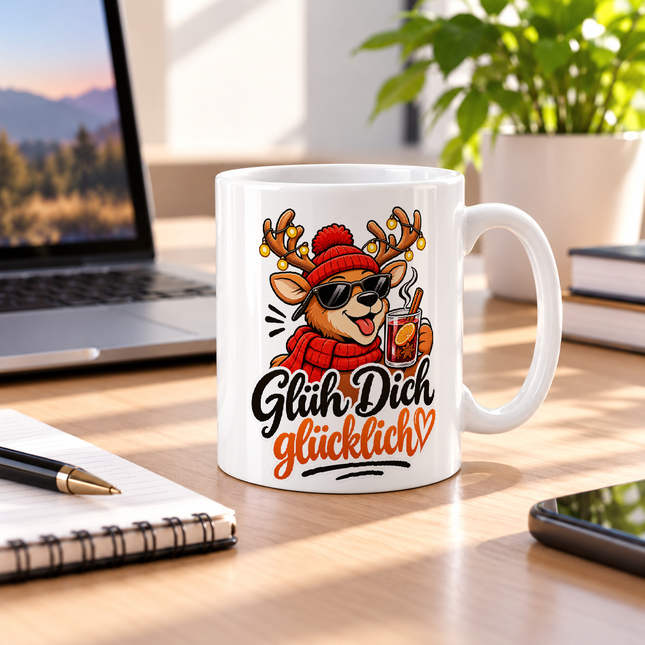 Tasse „Glüh Dich glücklich.“