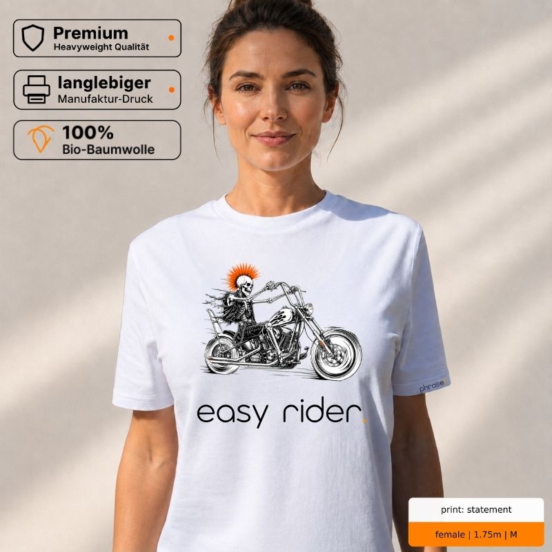 Premium T-Shirt mit Visual "Punk Skelett riding Chopper" Premium T-Shirt mit Visual "Punk Skelett riding Chopper"