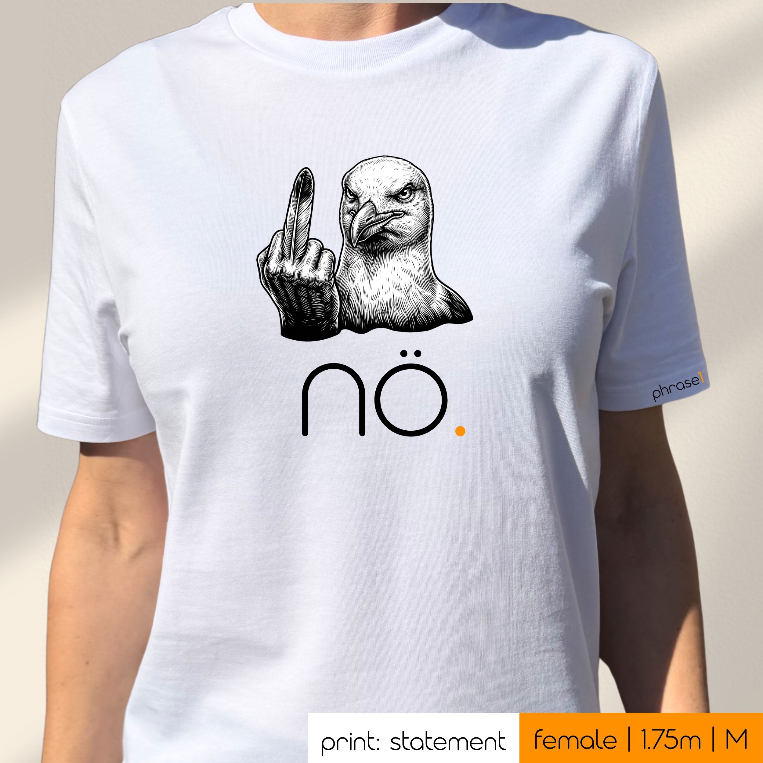 Premium T-Shirt mit Spruch "nö." und visual grimmige Möwe Premium T-Shirt mit Spruch "nö." und visual grimmige Möwe