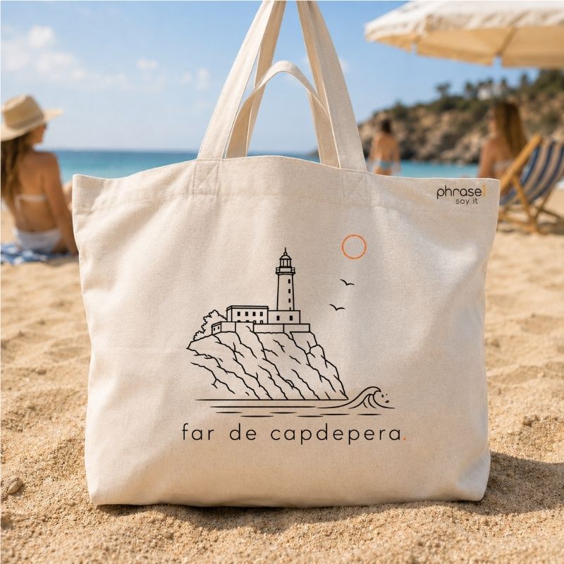 Premium Shopper mit Spruch „far de capdepera.“ und Visual Premium Shopper mit Spruch „far de capdepera.“ und Visual
