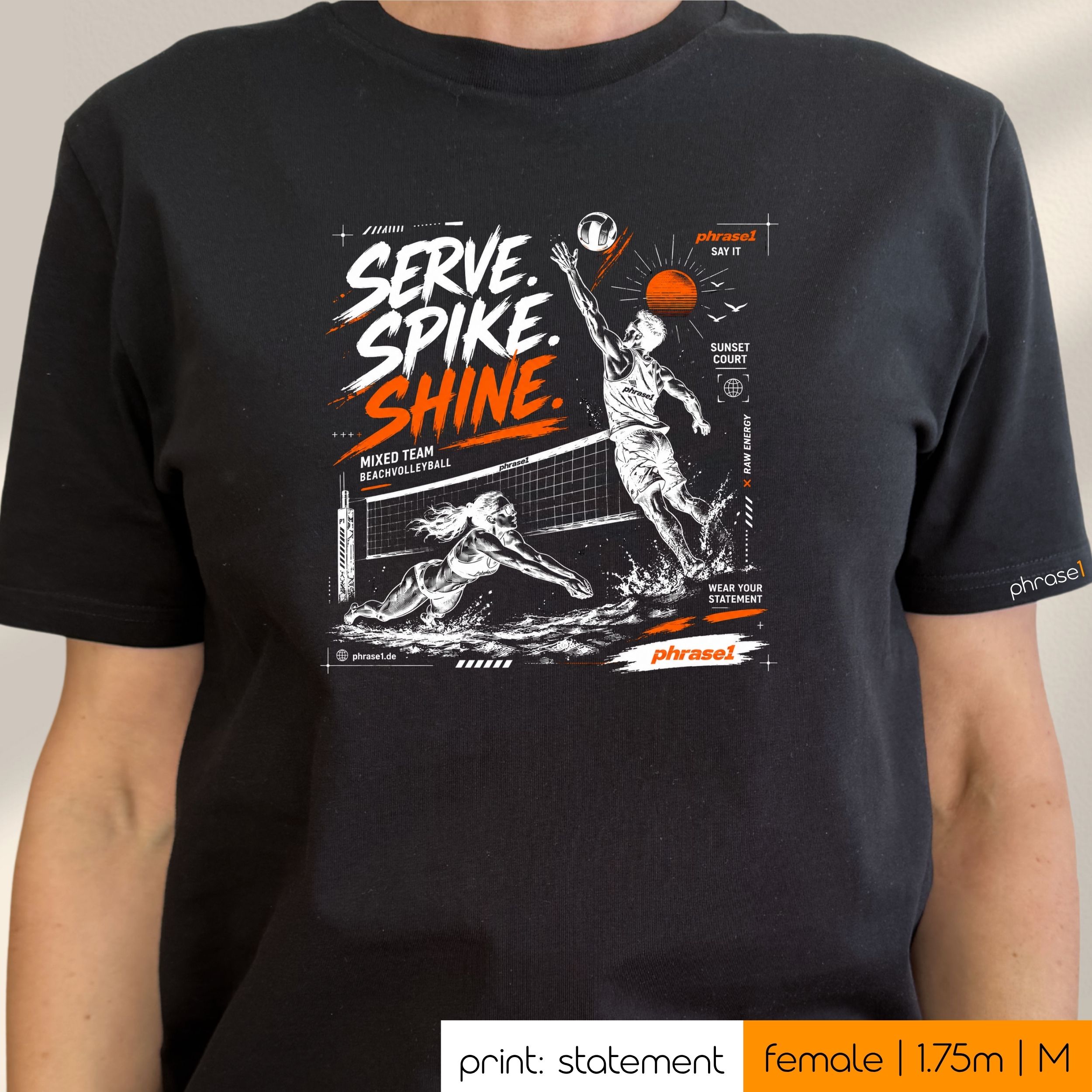 Premium T-Shirt mit Visual "p1 urbans sporstwear - serve, spike, shine." Premium T-Shirt mit Visual "p1 urbans sporstwear - serve, spike, shine."
