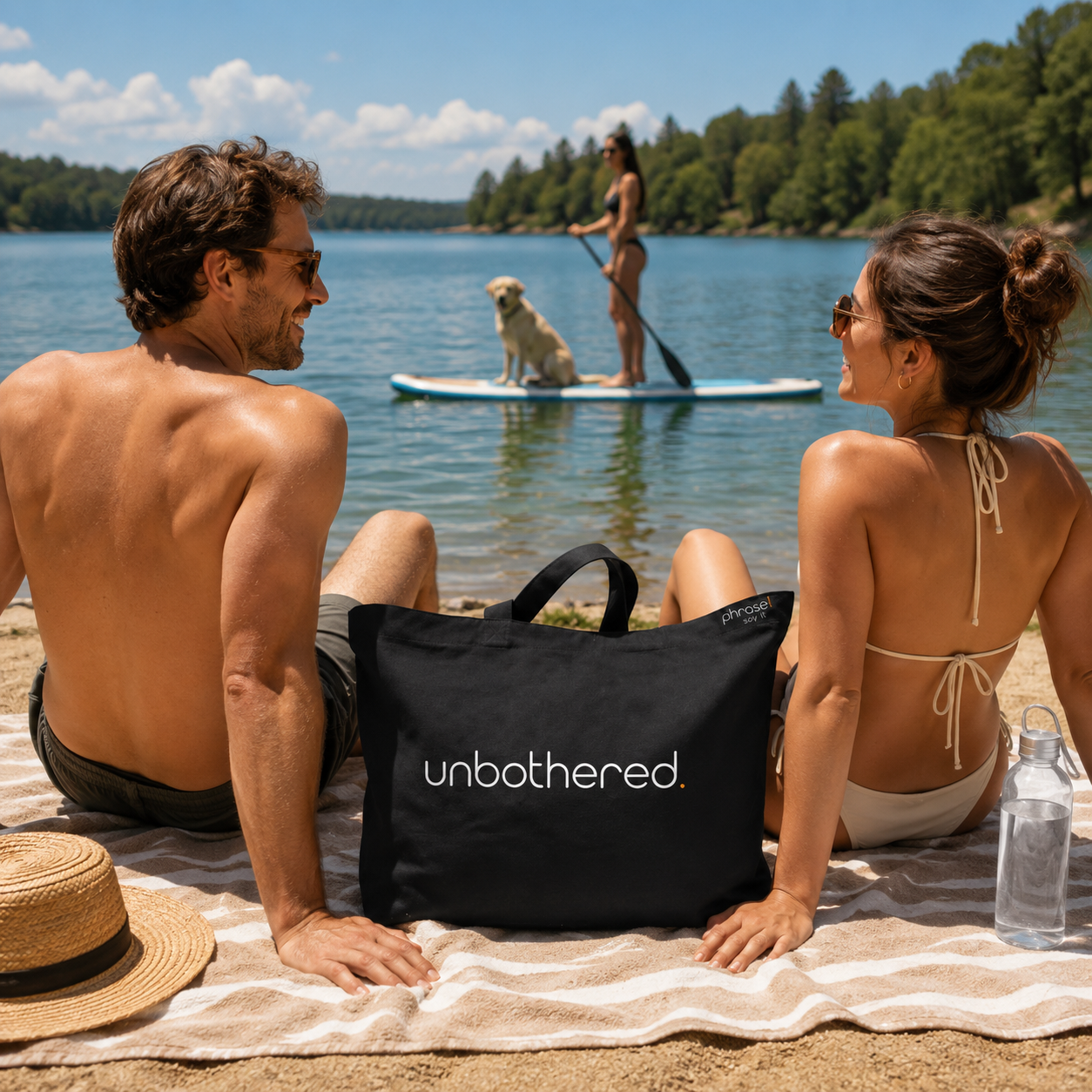 Premium Shopper mit Spruch „unbothered."