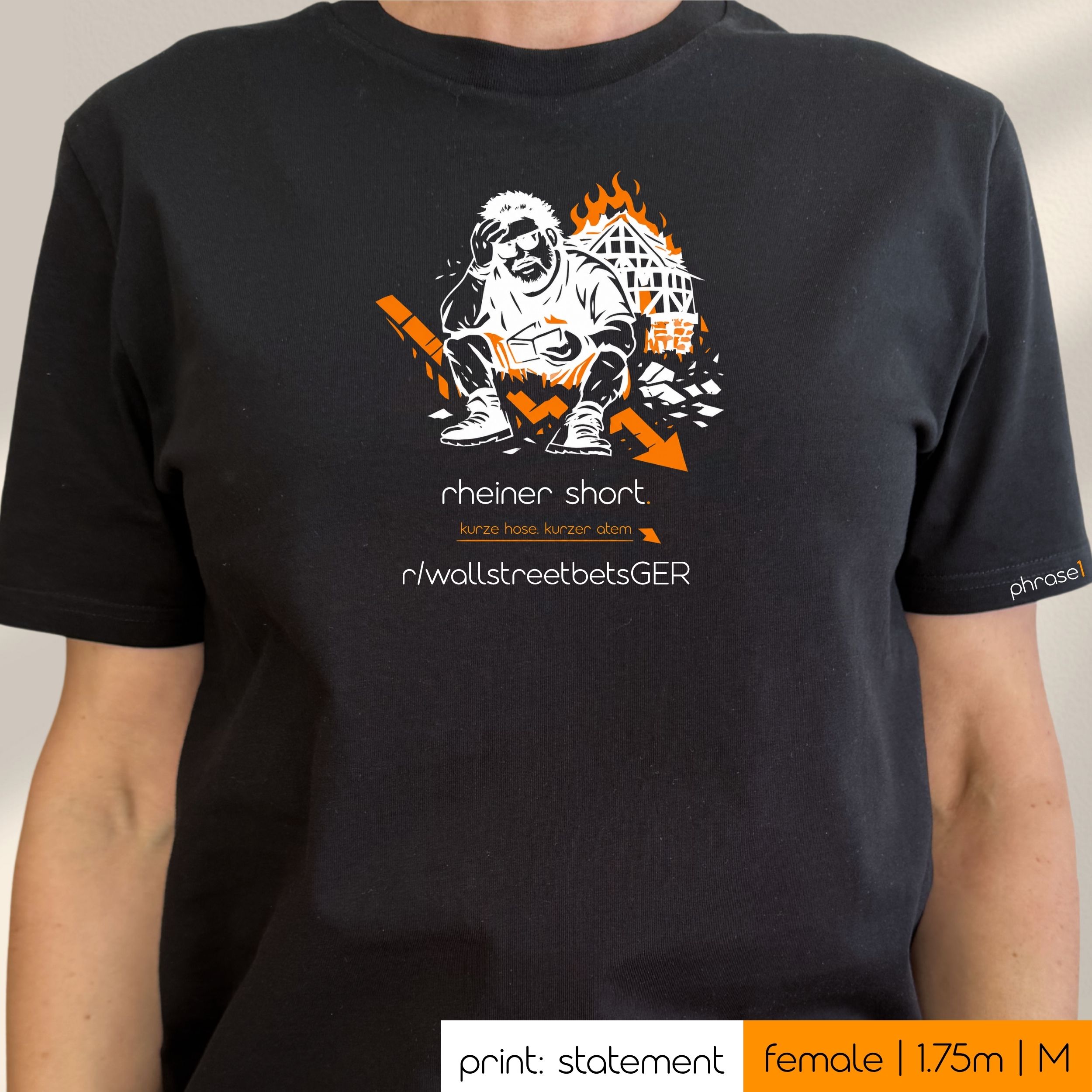 Premium T-Shirt mit Spruch "rheiner short." und Visual Rainer Winkler Premium T-Shirt mit Spruch "rheiner short." und Visual Rainer Winkler