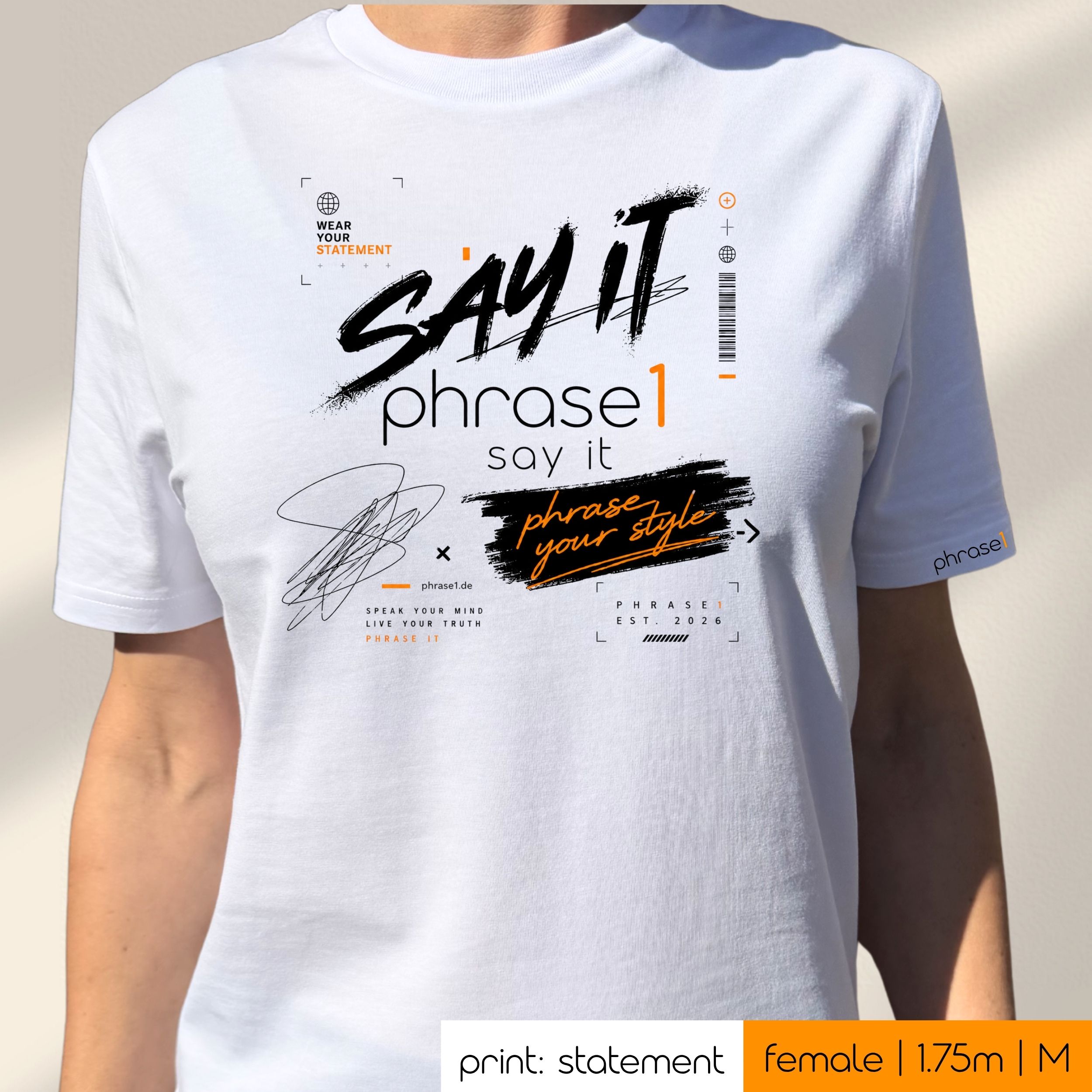 Premium T-Shirt mit Visual "p1 streetwear - say it" Premium T-Shirt mit Visual "p1 streetwear - say it"