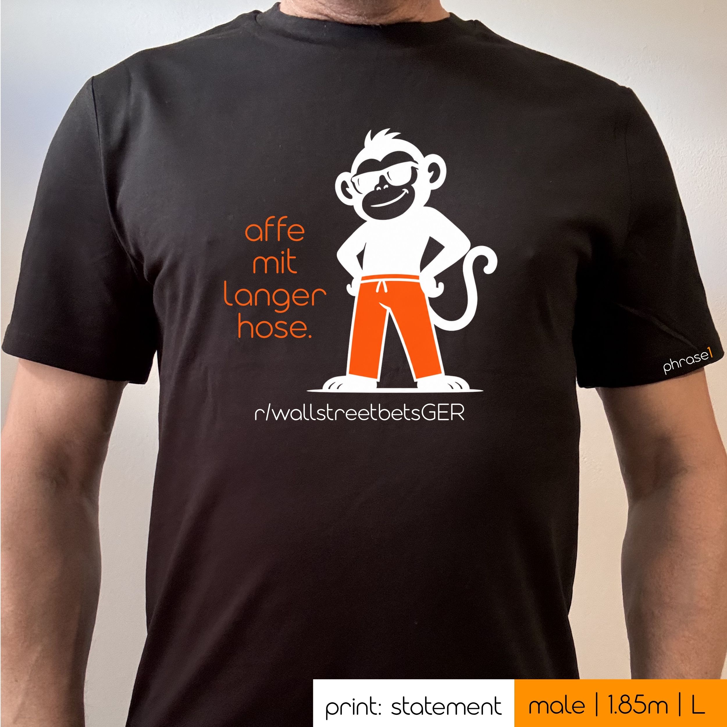 Premium T-Shirt mit Spruch "affe mit langer hose." und visual Affe Premium T-Shirt mit Spruch "affe mit langer hose." und visual Affe
