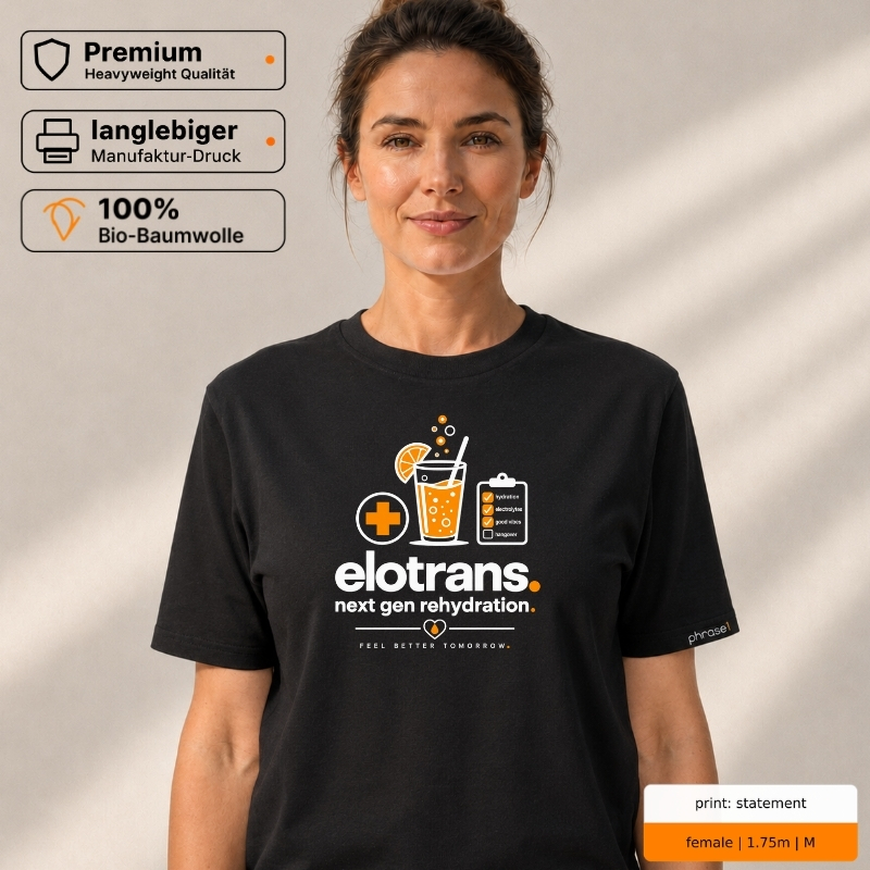 Premium T-Shirt mit „elotrans. katermanagement.“ Statement Premium T-Shirt mit „elotrans. katermanagement.“ Statement