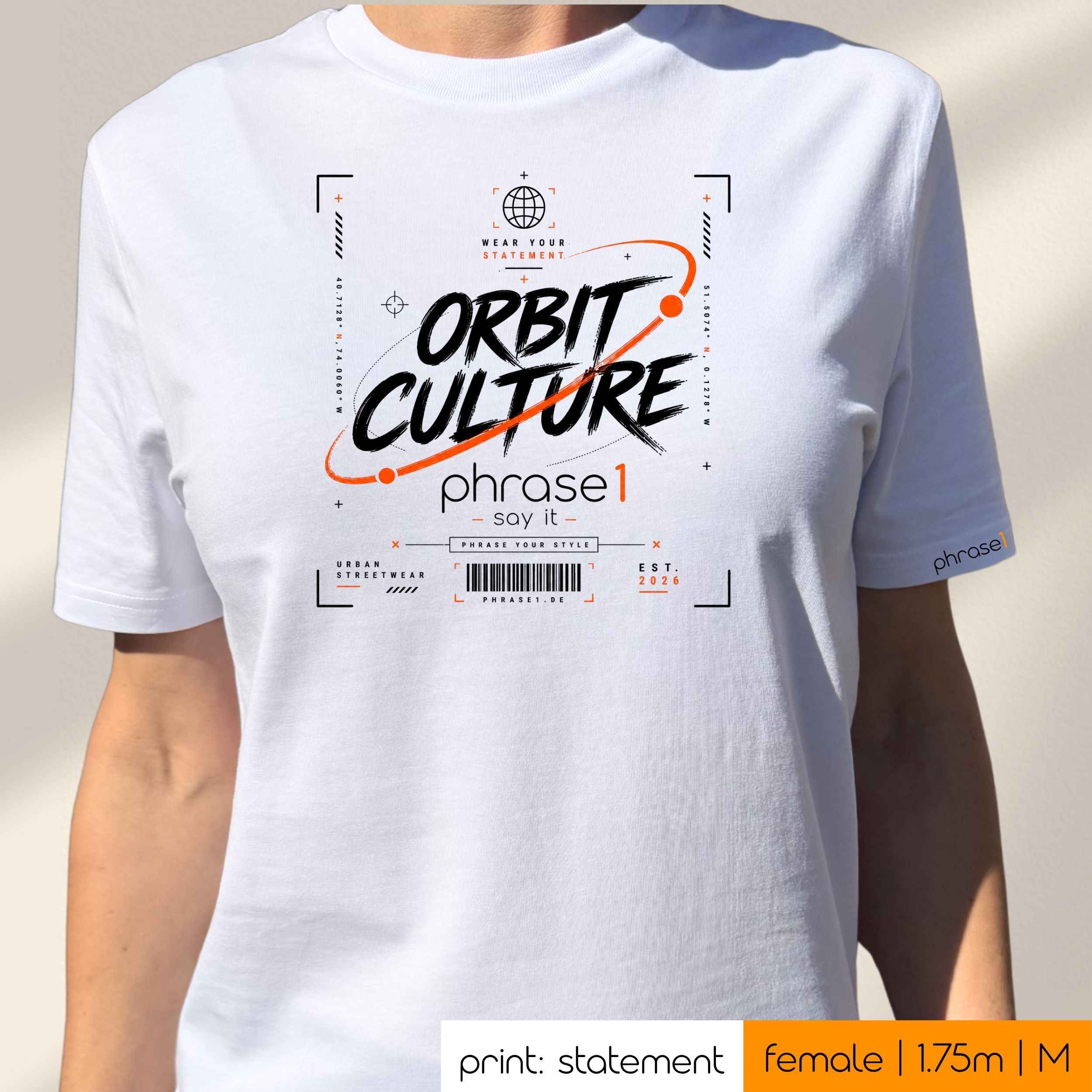 Premium T-Shirt mit Visual "ORBIT CULTURE" - phrase1 urban streetwear Premium T-Shirt mit Visual "ORBIT CULTURE" - phrase1 urban streetwear