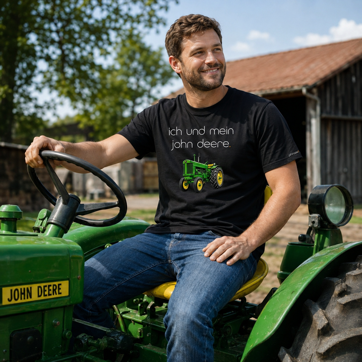 Premium T-Shirt mit Spruch "ich und mein john deere." und Visual Premium T-Shirt mit Spruch "ich und mein john deere." und Visual