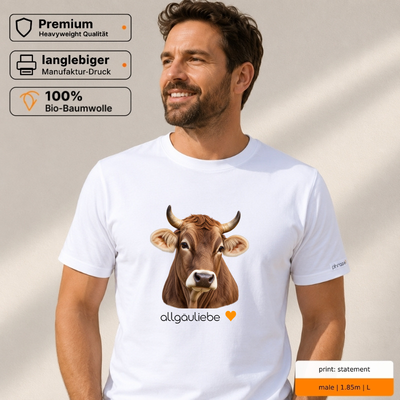 Premium T-Shirt "Allgäuer Braunvieh mit Herz"