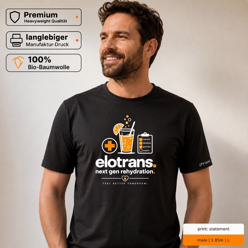 Premium T-Shirt mit „elotrans. katermanagement.“ Statement
