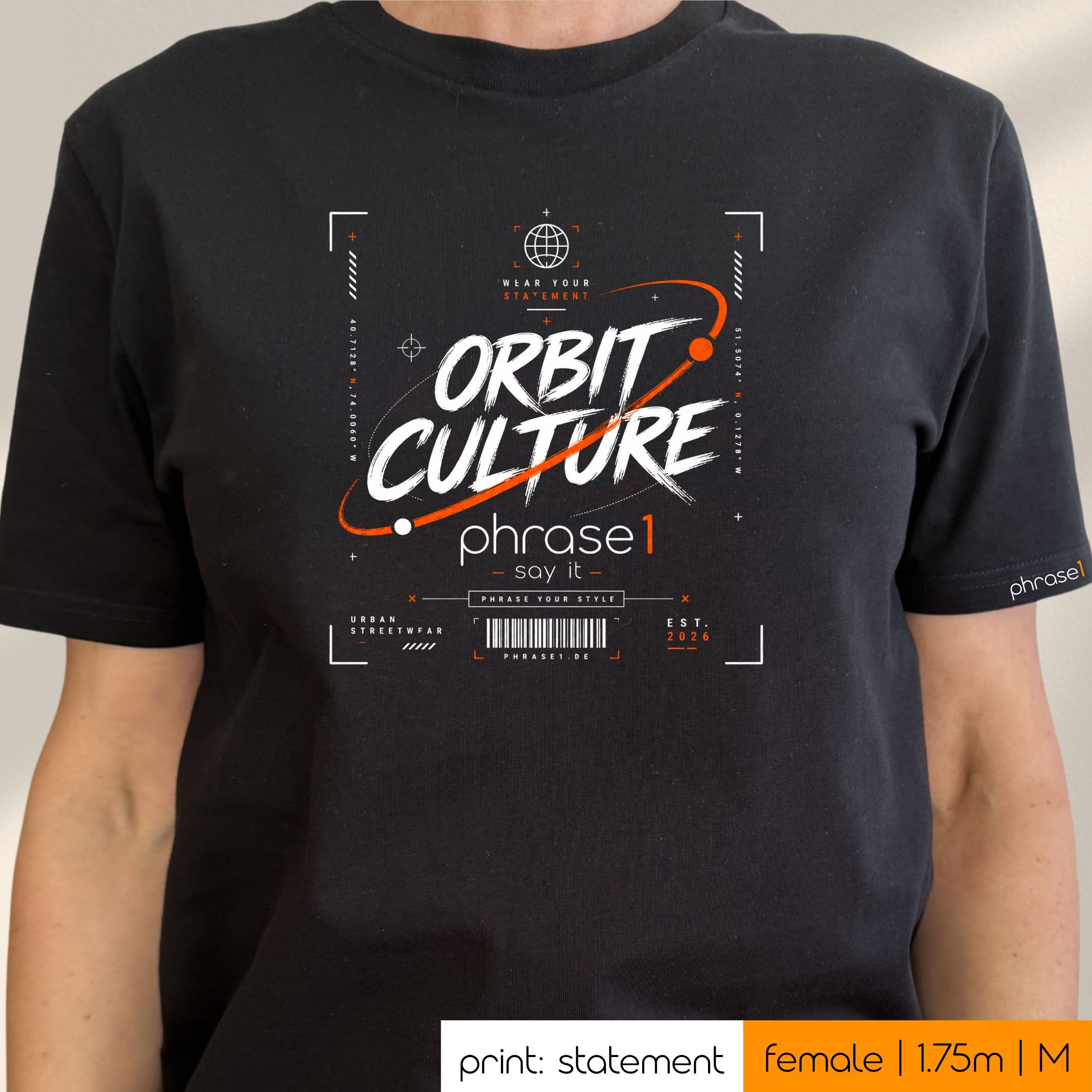 Premium T-Shirt mit Visual "ORBIT CULTURE" - phrase1 urban streetwear Premium T-Shirt mit Visual "ORBIT CULTURE" - phrase1 urban streetwear
