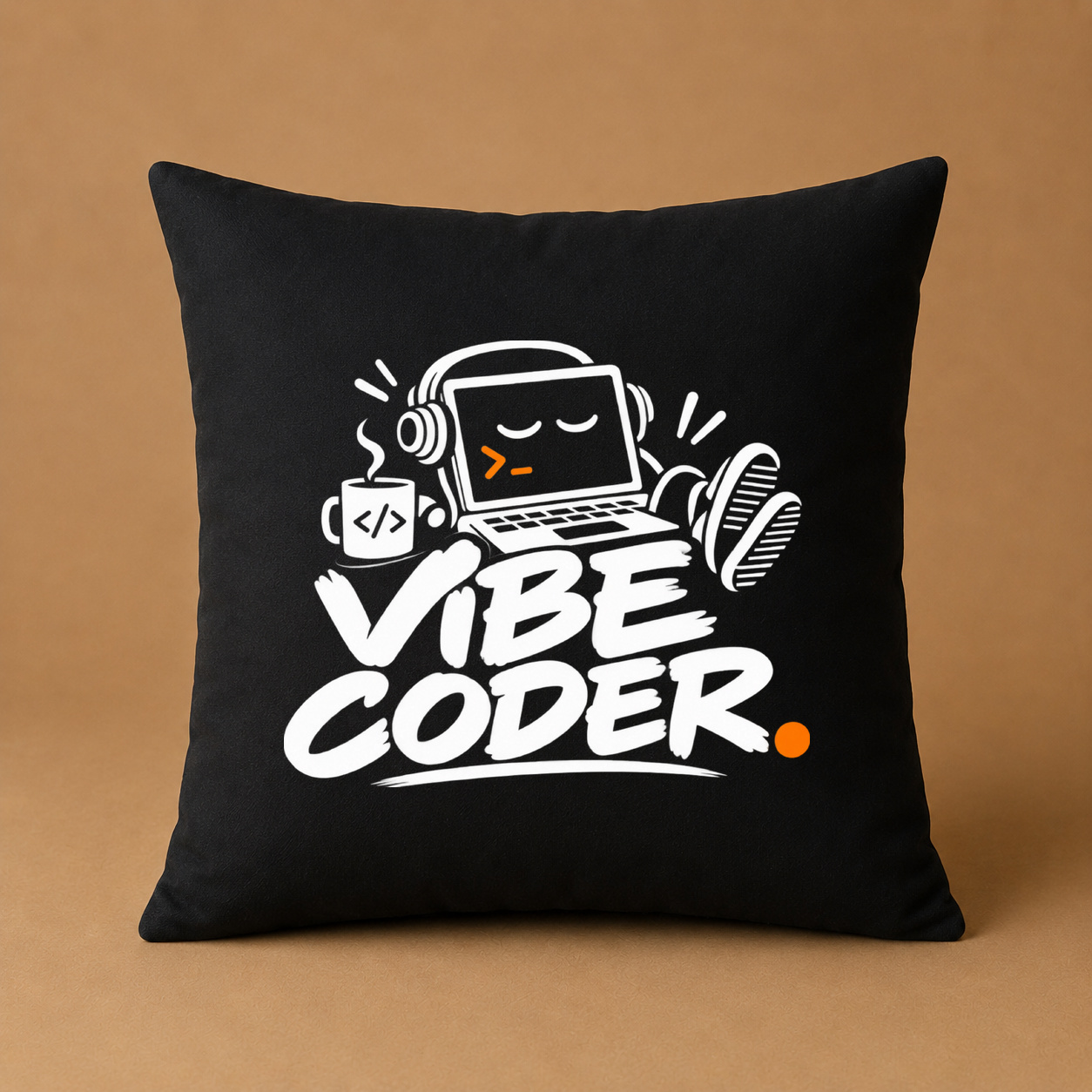Kissenhülle "Coder mit Laptop"