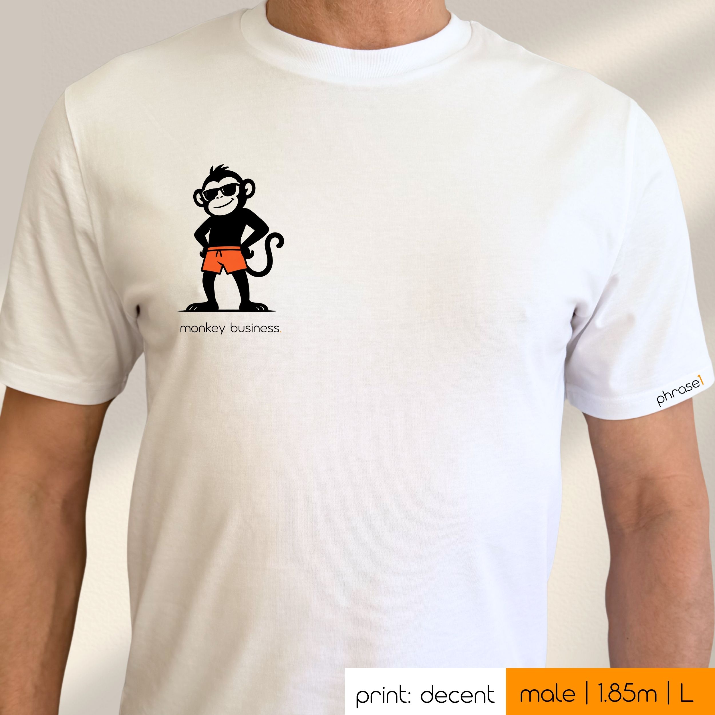 Premium T-Shirt mit Spruch "monkey business." und Visual Premium T-Shirt mit Spruch "monkey business." und Visual