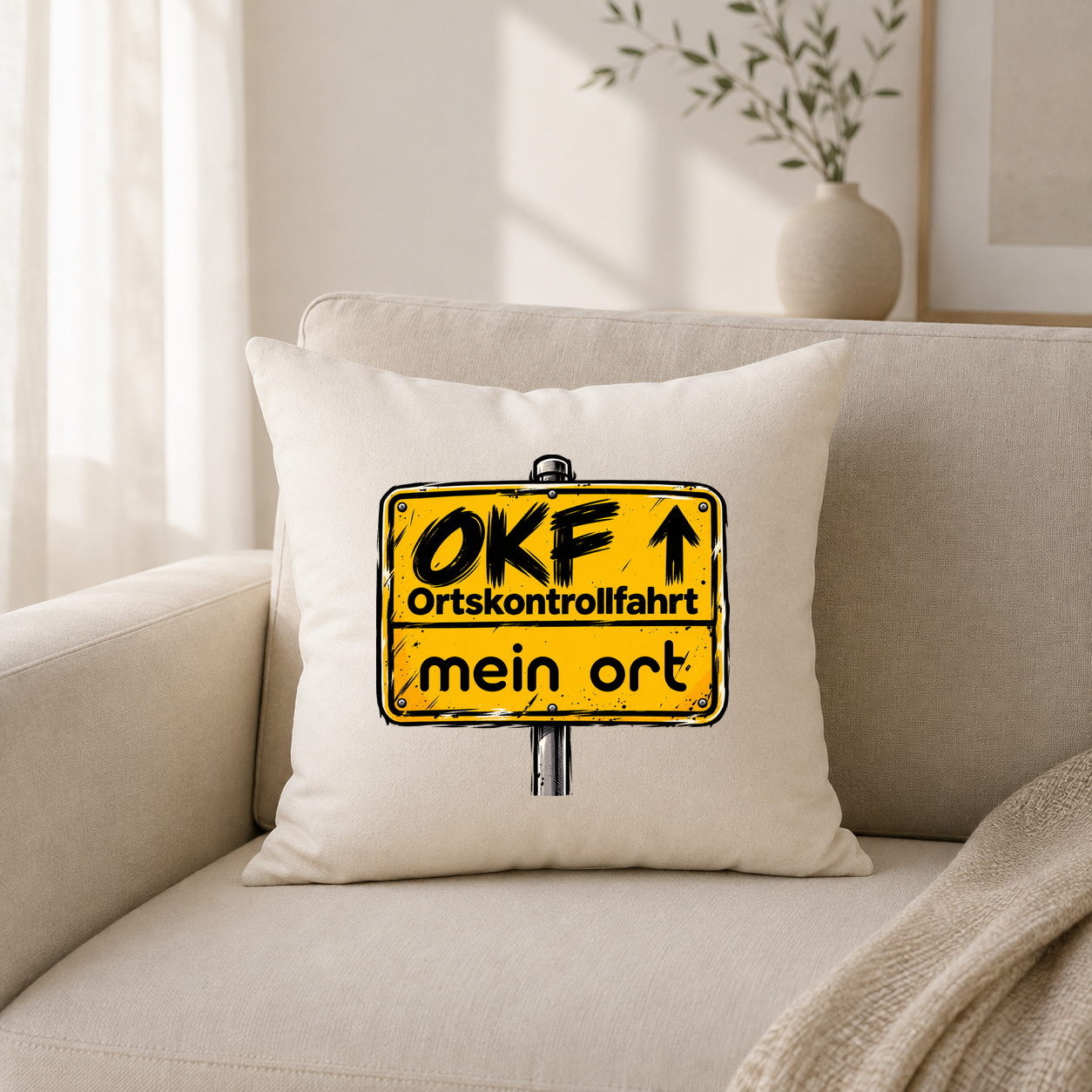 OKF Ortskontrollfahrt – personalisiertes Kissen mit Wunschort OKF Ortskontrollfahrt – personalisiertes Kissen mit Wunschort