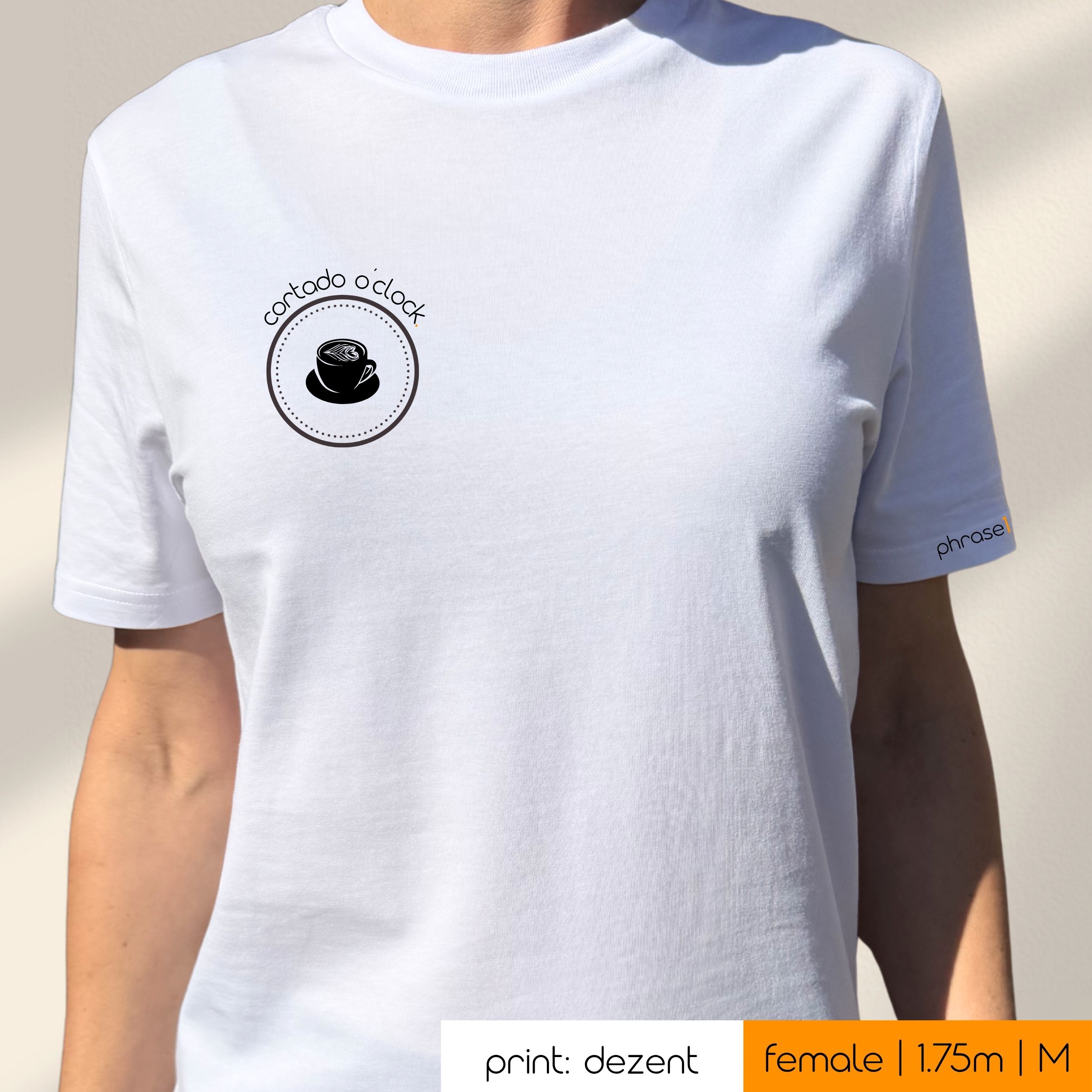 Premium T-Shirt mit Sruch "cortado o’clock" und Visual Café Cortado Premium T-Shirt mit Sruch "cortado o’clock" und Visual Café Cortado