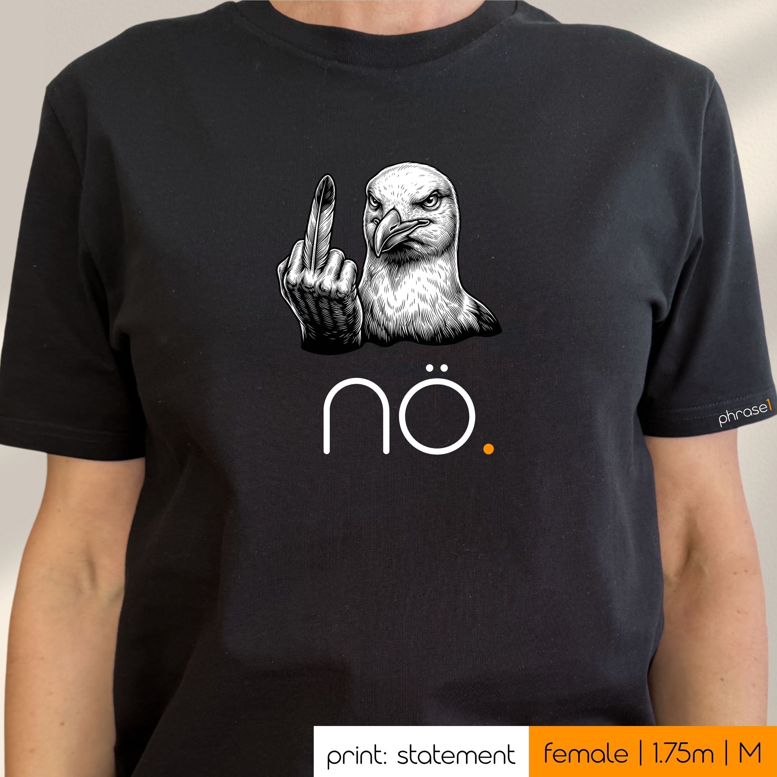Premium T-Shirt mit Spruch "nö." und visual grimmige Möwe Premium T-Shirt mit Spruch "nö." und visual grimmige Möwe