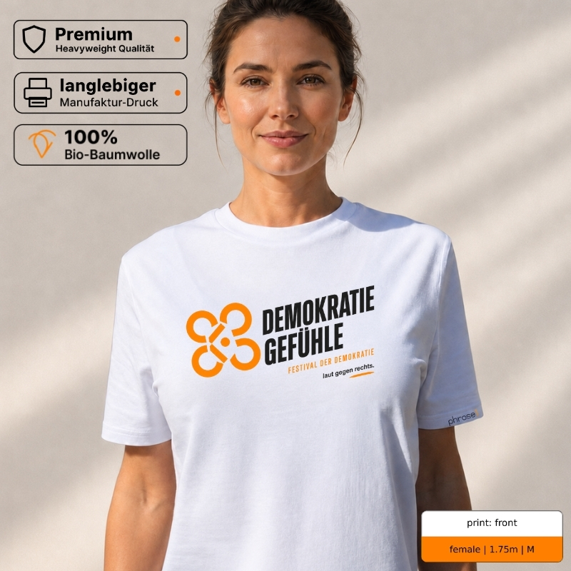 Aktions-T-Shirt „Demokratiegefühle“ – 5 € Spende für Gesicht Zeigen! Aktions-T-Shirt „Demokratiegefühle“ – 5 € Spende für Gesicht Zeigen!