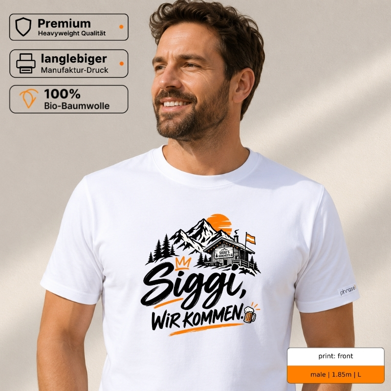Premium T-Shirt mit „Siggi. WIR KOMMEN.“ Willingen-Motiv