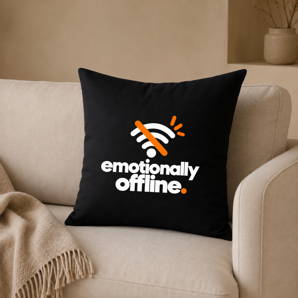 Kissenhülle „emotionally offline.“ Kissenhülle „emotionally offline.“