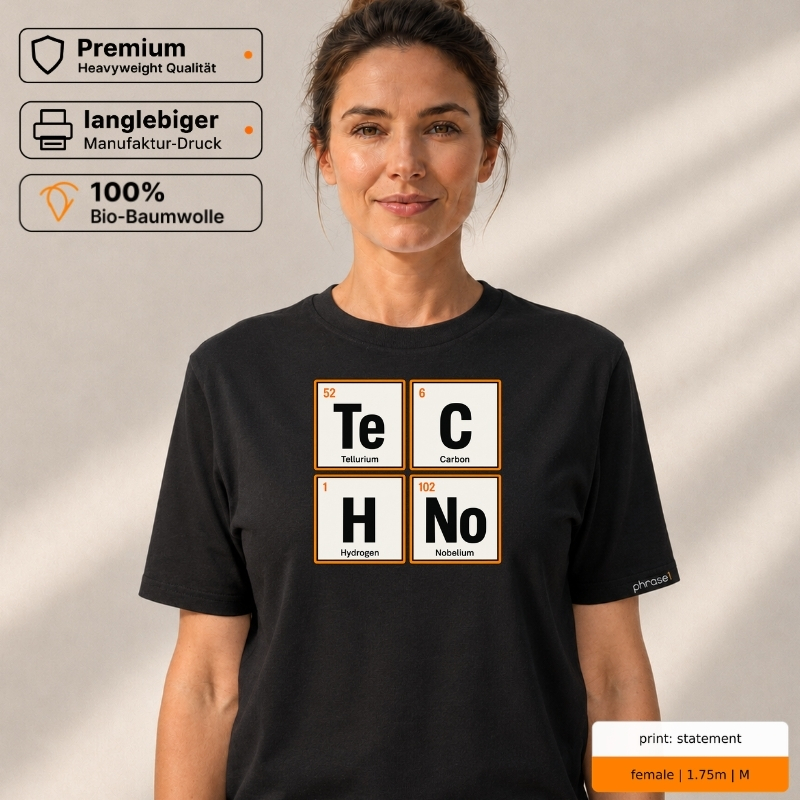 Premium T-Shirt mit „TECHNO“ Periodensystem-Motiv Premium T-Shirt mit „TECHNO“ Periodensystem-Motiv