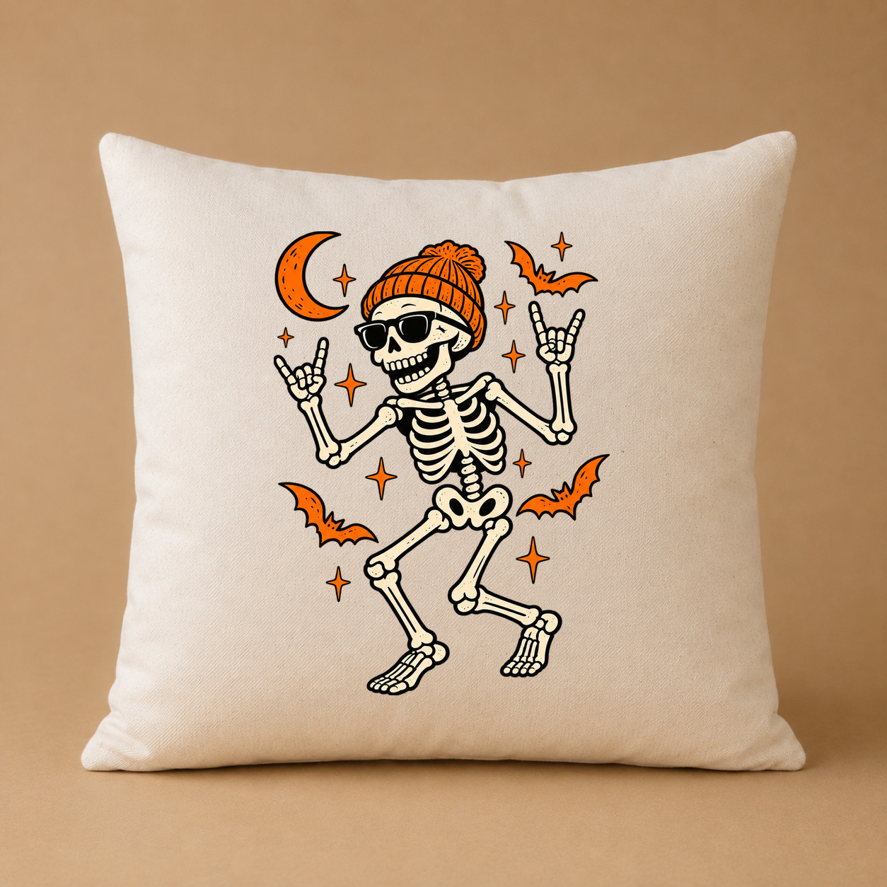 Kissenhülle „Halloween Skelett mit Mütze.“ Kissenhülle „Halloween Skelett mit Mütze.“