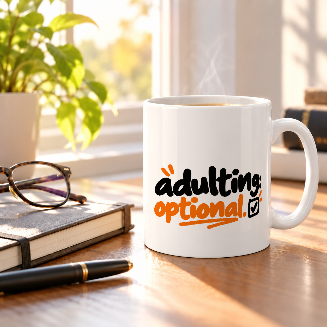 Tasse „adulting optional.“
