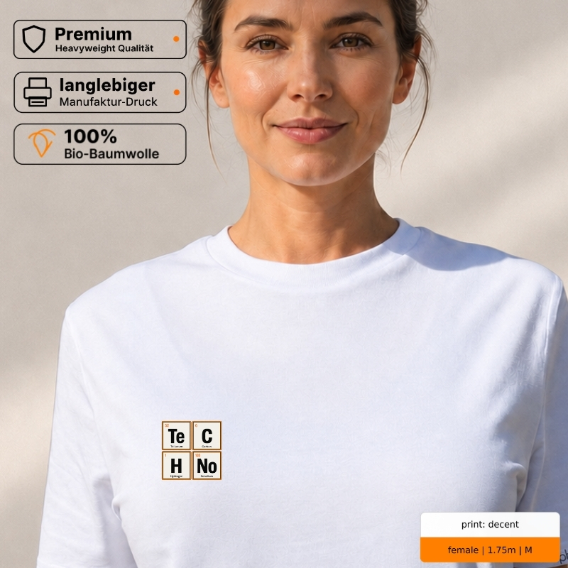 Premium T-Shirt mit „TECHNO“ Periodensystem-Motiv