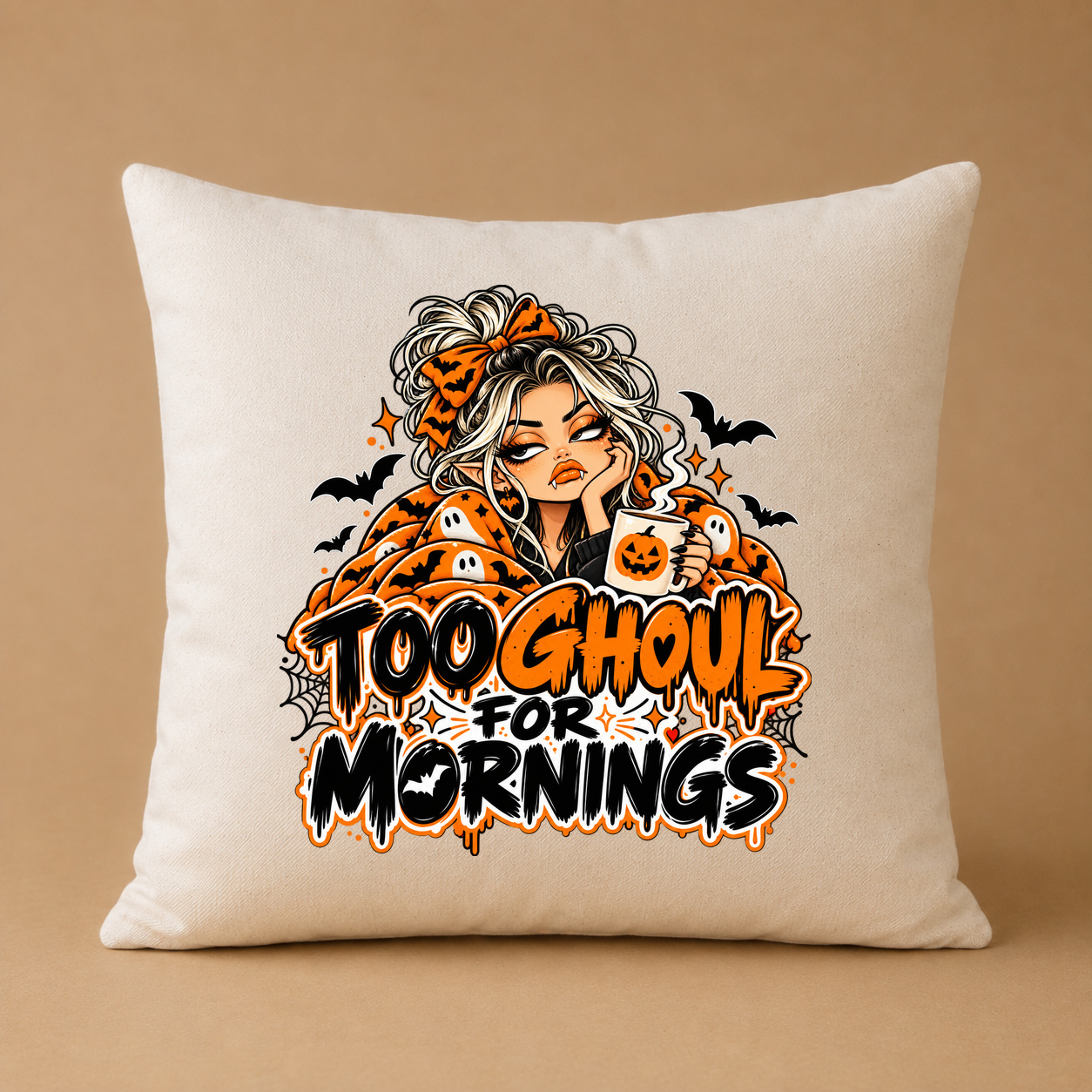 Kissenhülle „too ghoul for mornings.“ Kissenhülle „too ghoul for mornings.“