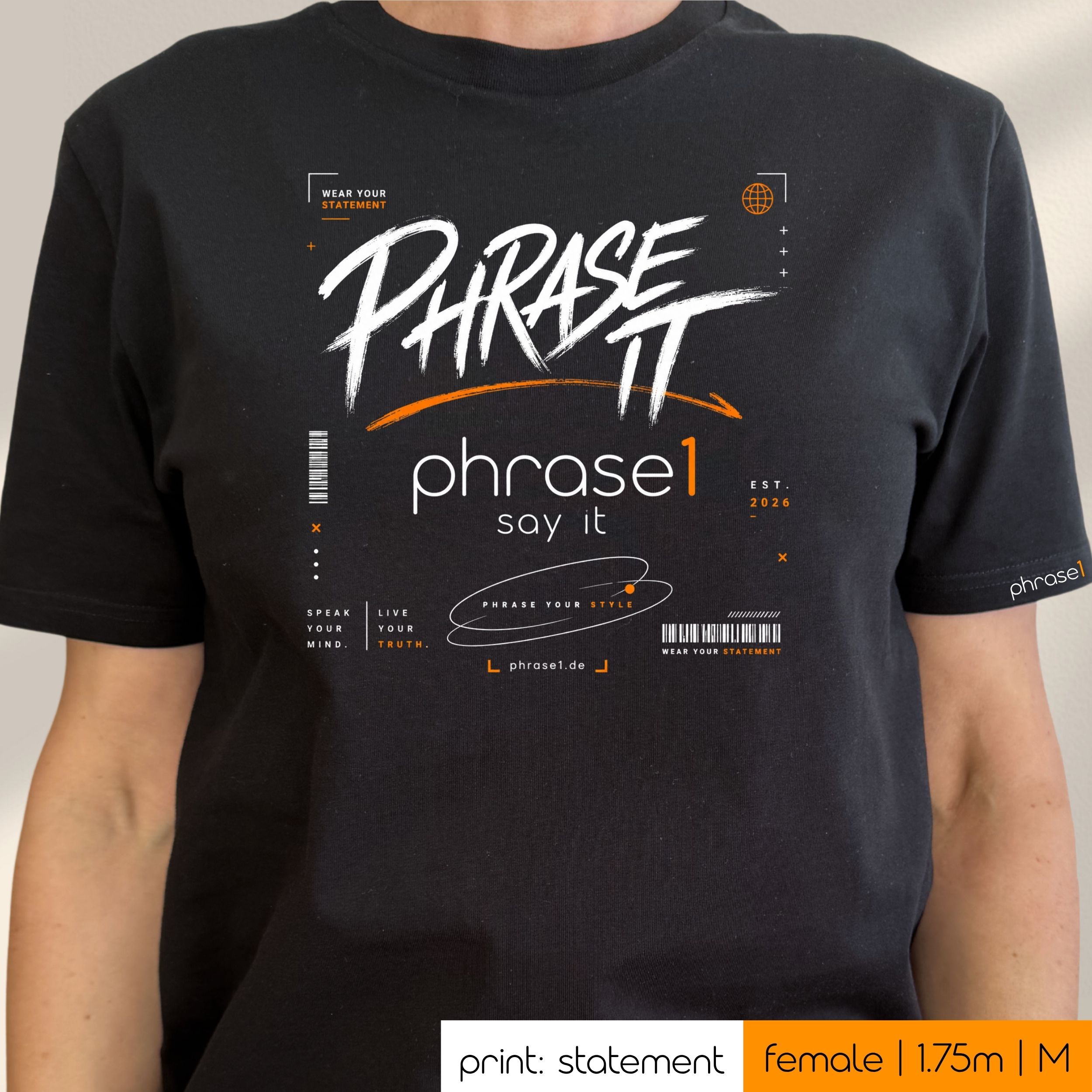 Premium T-Shirt mit Visual "p1 streetwear - phrase it" Premium T-Shirt mit Visual "p1 streetwear - phrase it"