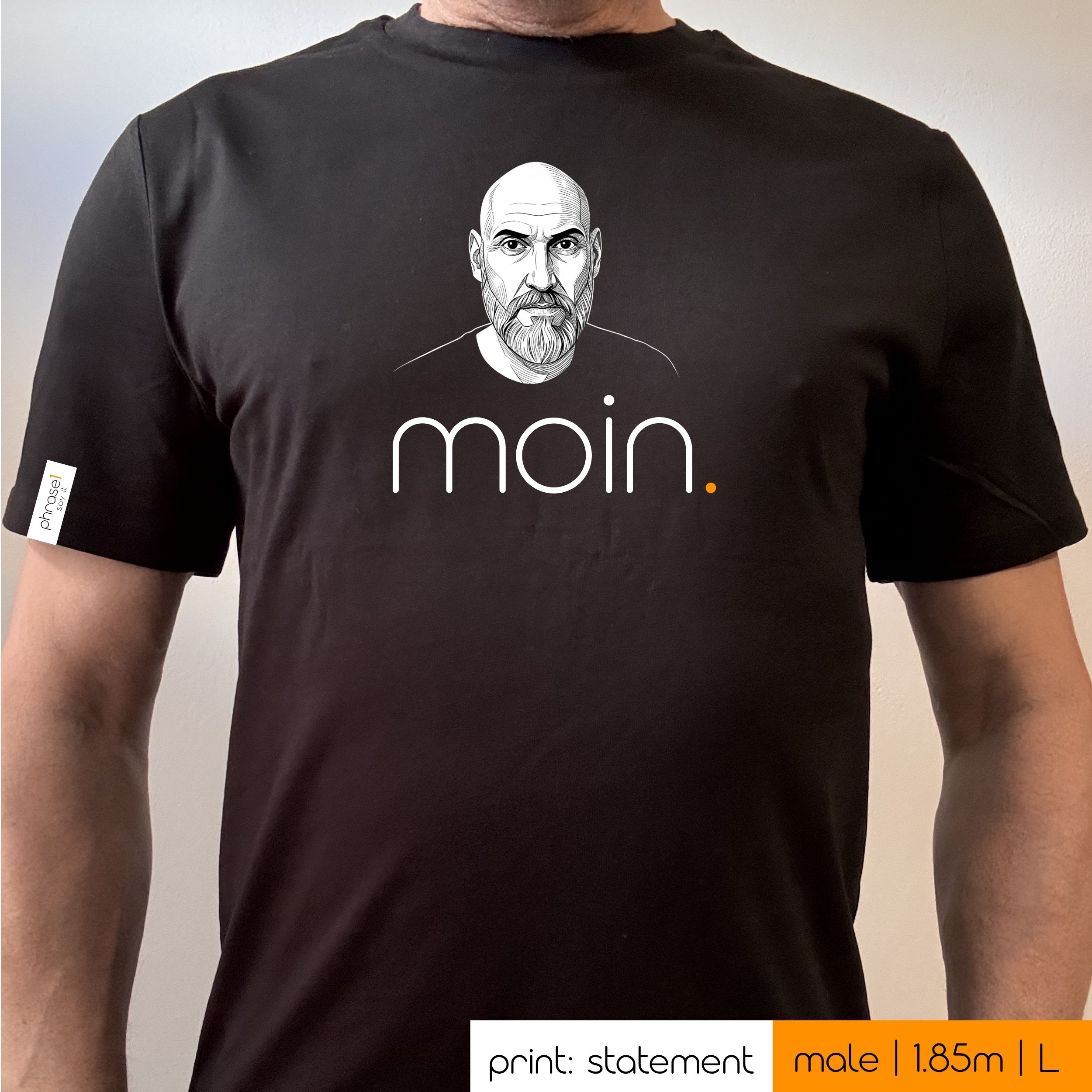 Premium T-Shirt mit Spruch "moin." und Visual nordic man