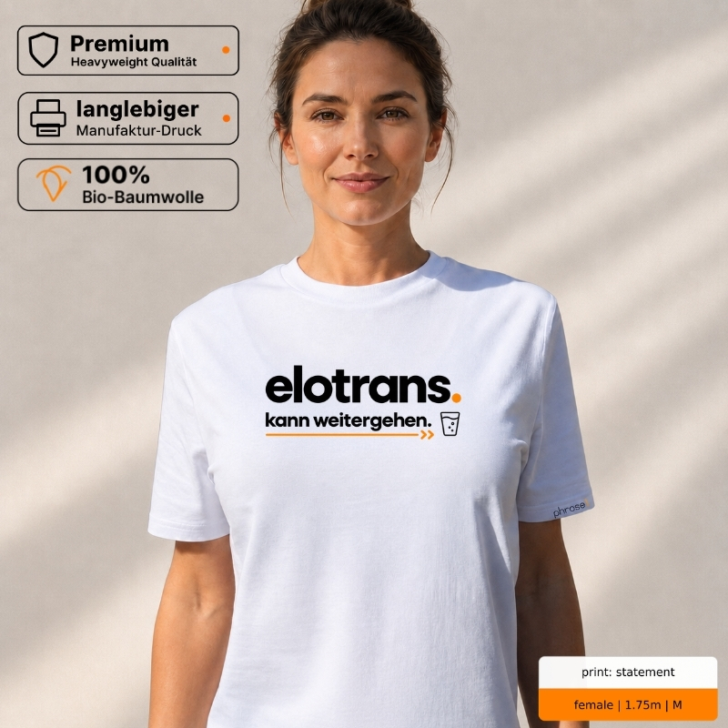 Premium T-Shirt mit „elotrans. kann weitergehen.“ Statement