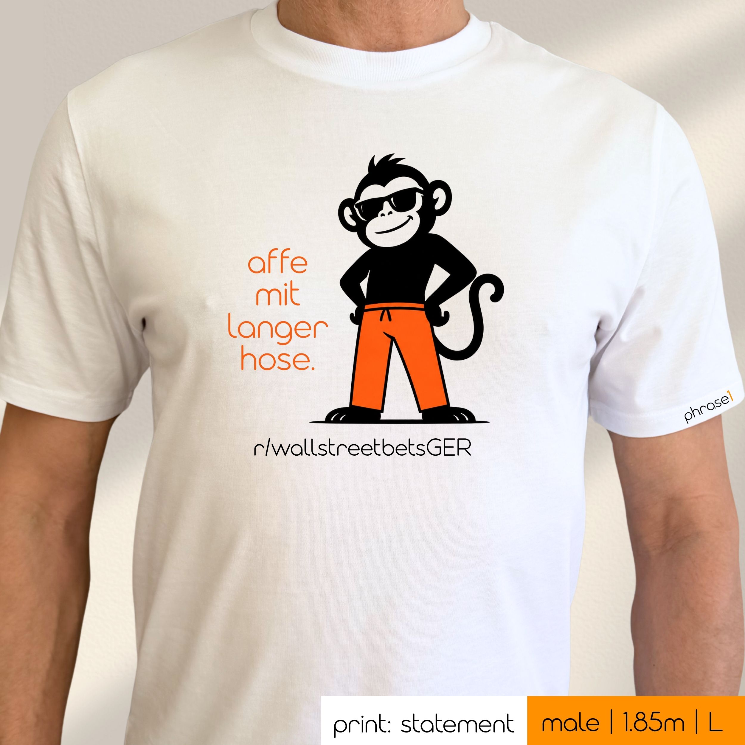 Premium T-Shirt mit Spruch "affe mit langer hose." und visual Affe Premium T-Shirt mit Spruch "affe mit langer hose." und visual Affe