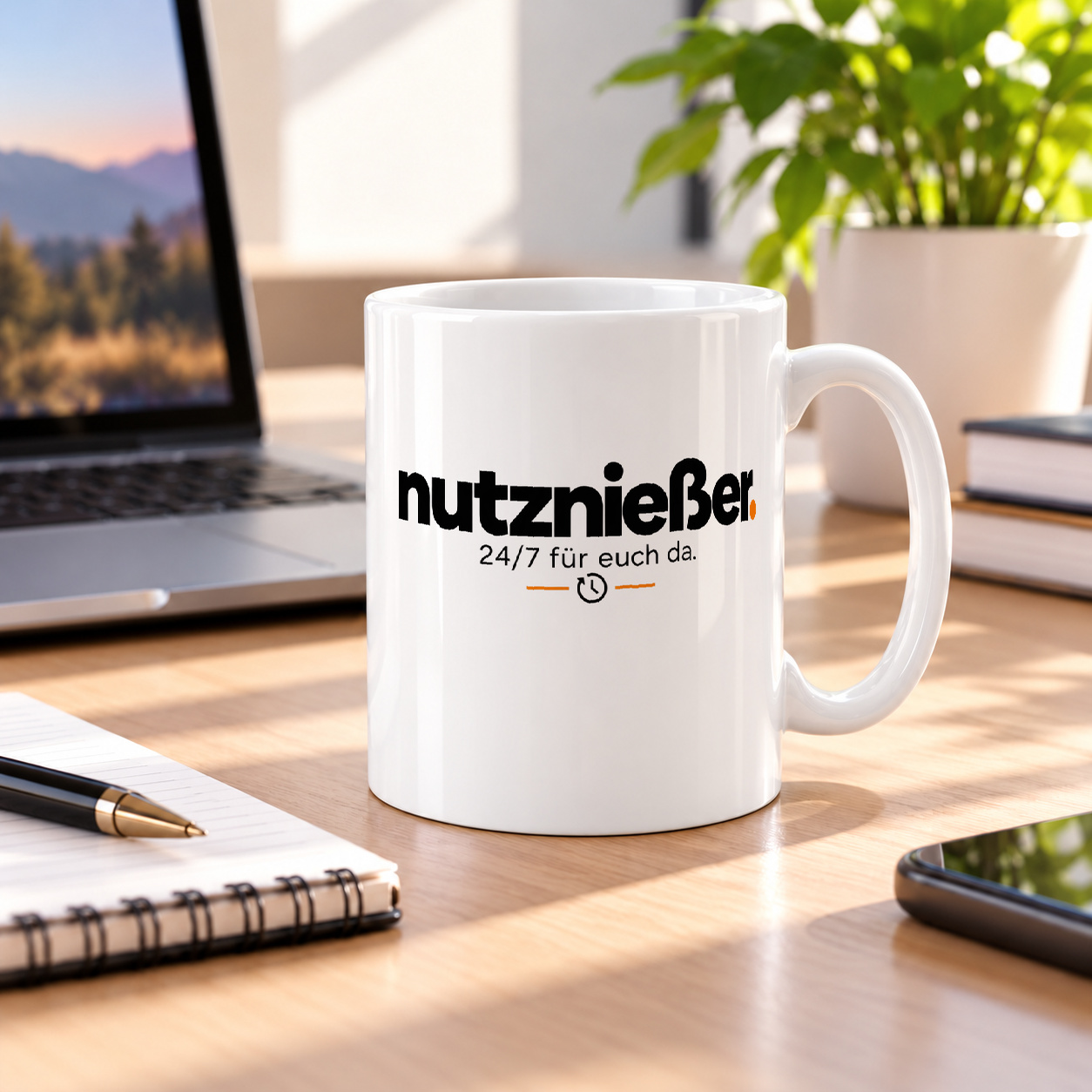 Tasse „nutznießer. 24/7 für euch da.“ Tasse „nutznießer. 24/7 für euch da.“