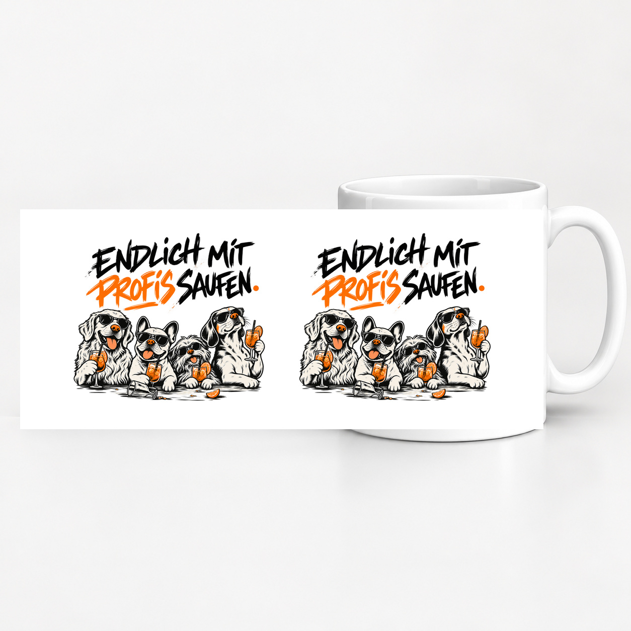 Tasse „endlich mit profis saufen.“