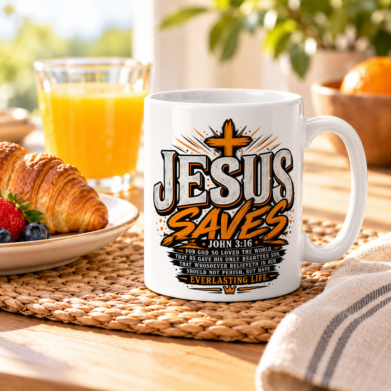 Tasse „Jesus Saves – John 3:16.“ Tasse „Jesus Saves – John 3:16.“