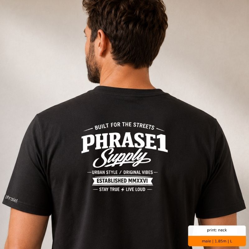 Premium T-Shirt mit Front- und Rückenprint „wear your statement / PHRASE1 Supply“ Premium T-Shirt mit Front- und Rückenprint „wear your statement / PHRASE1 Supply“