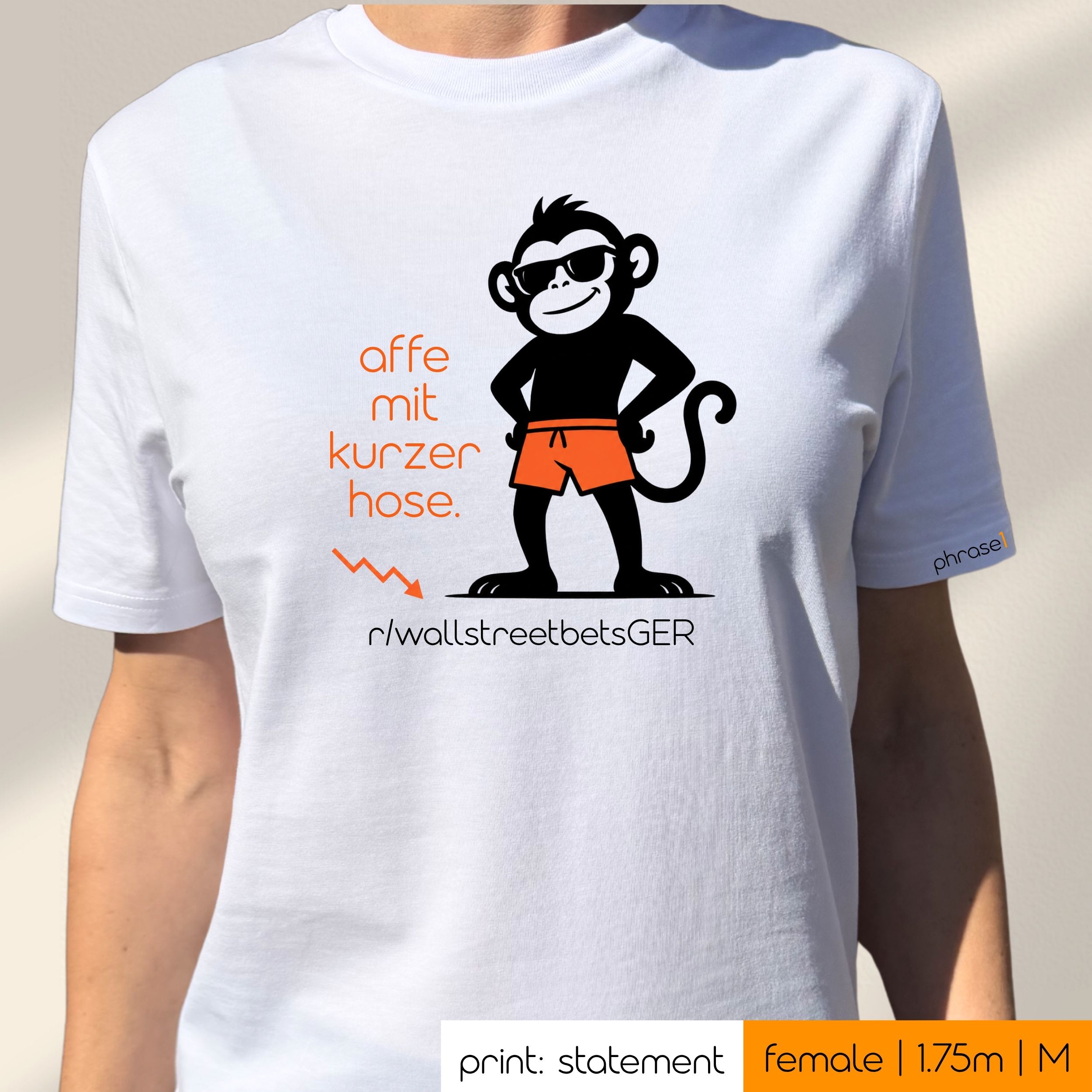 Premium T-Shirt mit Spruch "affe mit kurzer hose." und visual Affe Premium T-Shirt mit Spruch "affe mit kurzer hose." und visual Affe